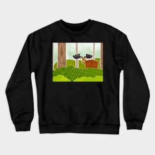 Cute Moose in the forest with large antlers and a curious look on its face. Crewneck Sweatshirt